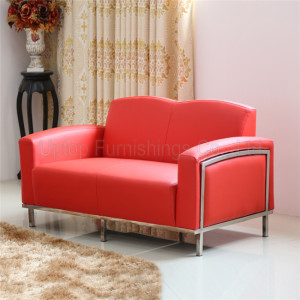 Red Leather Public Office Hotel Lobby Waiting Sofa (SP-KS334)